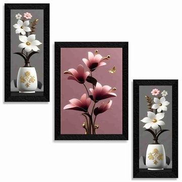 SAF flower pot wall painting for Wall Decoration - Set Of 3